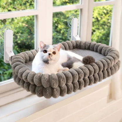 Cat Window Perch Foldable Suction Mount Removable Plush Cover