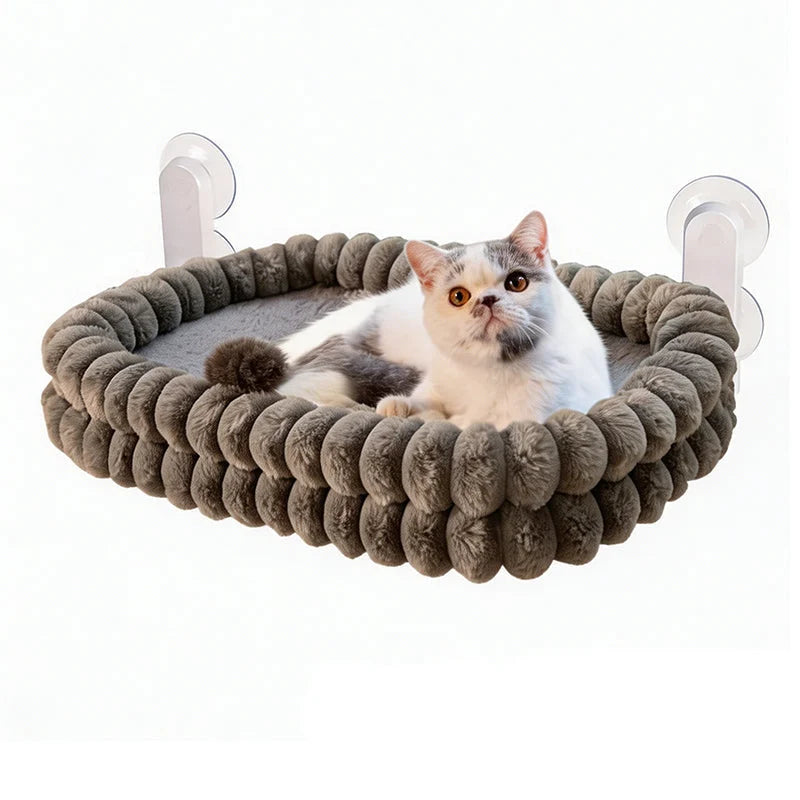 Cat Window Perch Foldable Suction Mount Removable Plush Cover