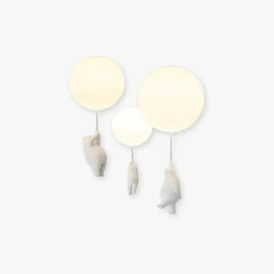 Ceiling Light Frosted Glass Globe Warm LED Resin Bear