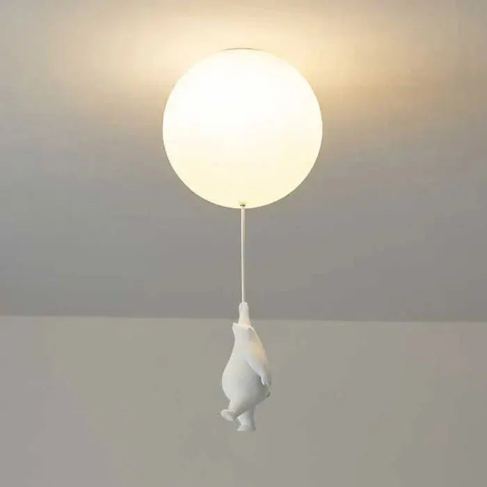 Ceiling Light Frosted Glass Globe Warm LED Resin Bear