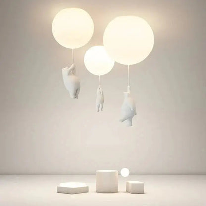 Ceiling Light Frosted Glass Globe Warm LED Resin Bear