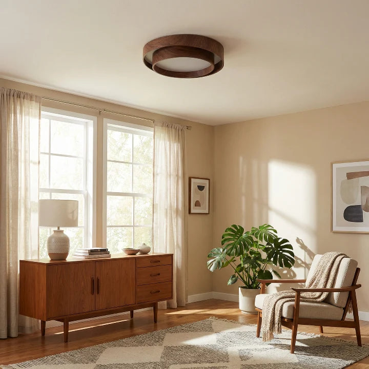 Ceiling Light Integrated LED & Dimmable Walnut Finish