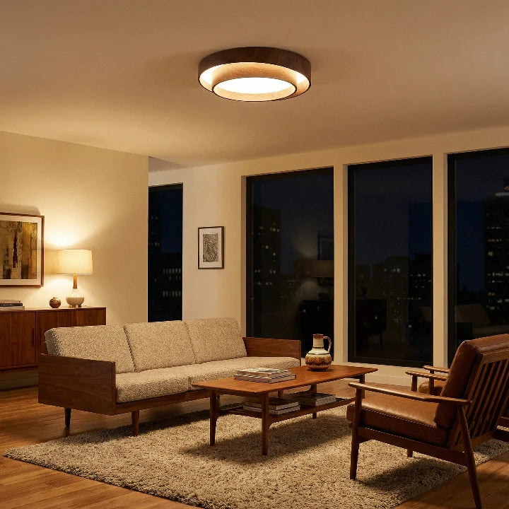 Ceiling Light Integrated LED & Dimmable Walnut Finish