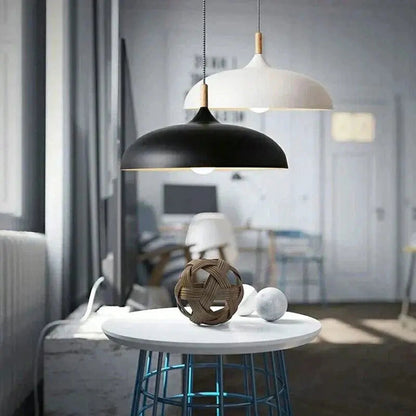 Ceiling Light Solid Oak Metal Accents 35cm Diameter