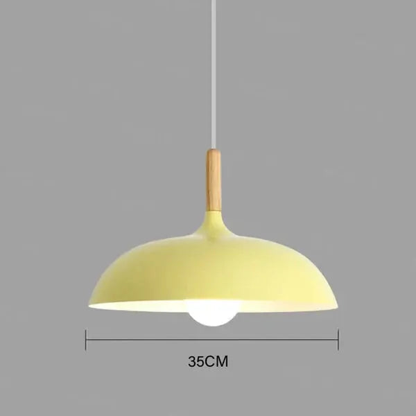 Ceiling Light Solid Oak Metal Accents 35cm Diameter