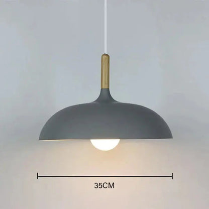 Ceiling Light Solid Oak Metal Accents 35cm Diameter