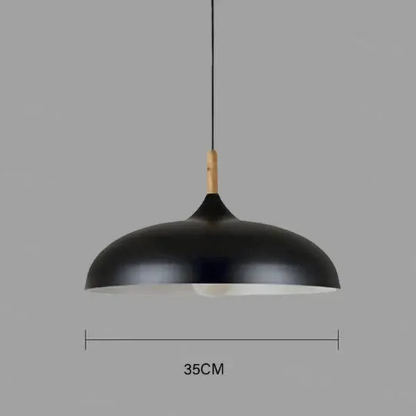 Ceiling Light Solid Oak Metal Accents 35cm Diameter