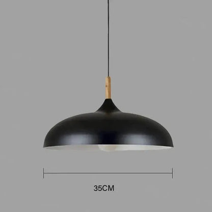 Ceiling Light Solid Oak Metal Accents 35cm Diameter