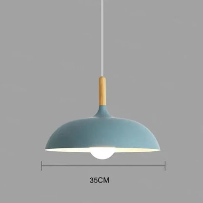 Ceiling Light Solid Oak Metal Accents 35cm Diameter