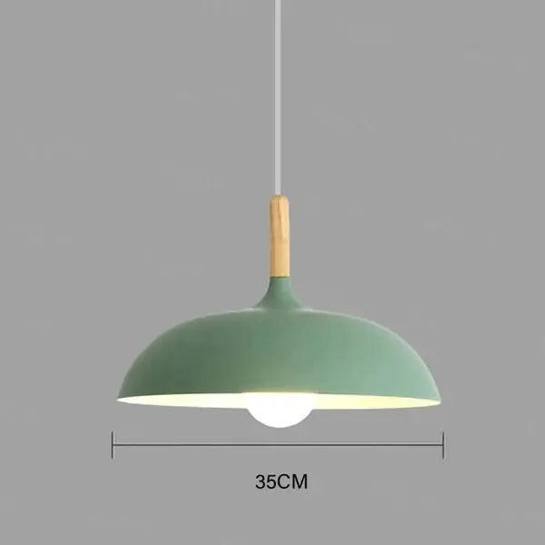 Ceiling Light Solid Oak Metal Accents 35cm Diameter