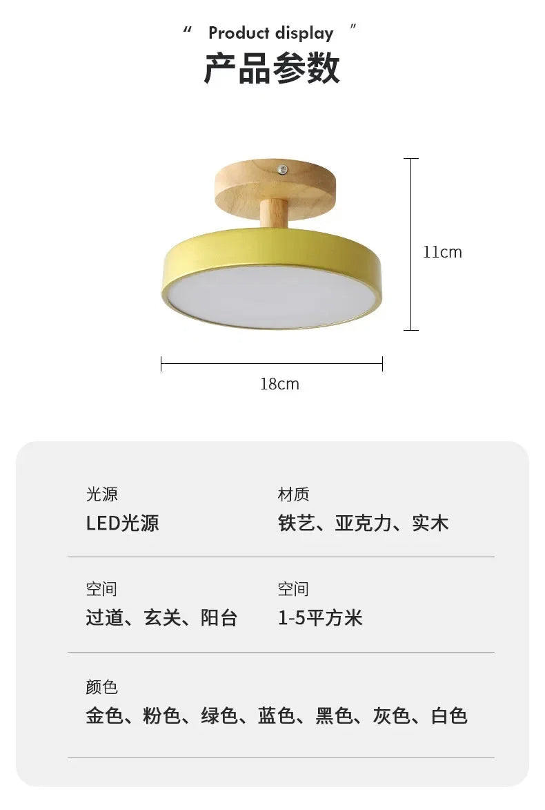 Ceiling Light Wood Base Selectable Color 110V 220V