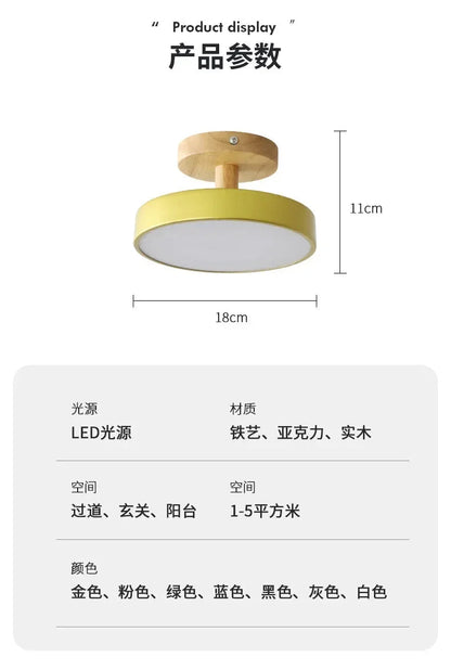 Ceiling Light Wood Base Selectable Color 110V 220V