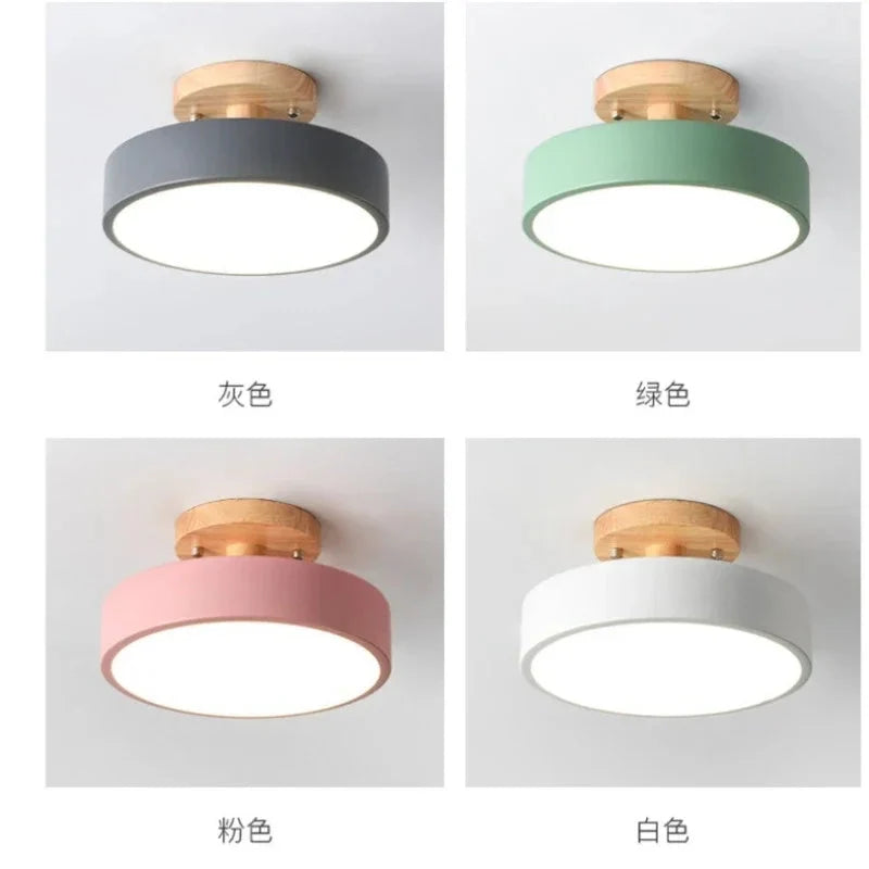 Ceiling Light Wood Base Selectable Color 110V 220V