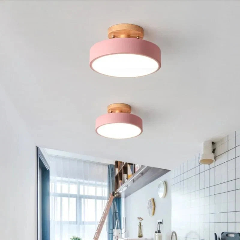 Ceiling Light Wood Base Selectable Color 110V 220V
