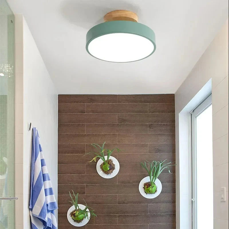Ceiling Light Wood Base Selectable Color 110V 220V