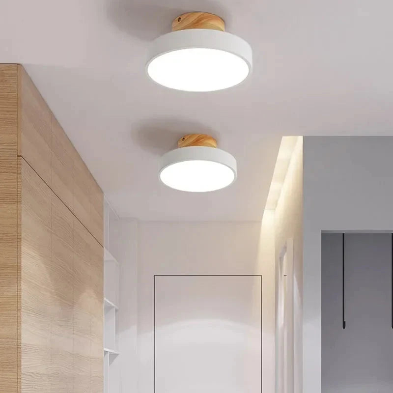 Ceiling Light Wood Base Selectable Color 110V 220V