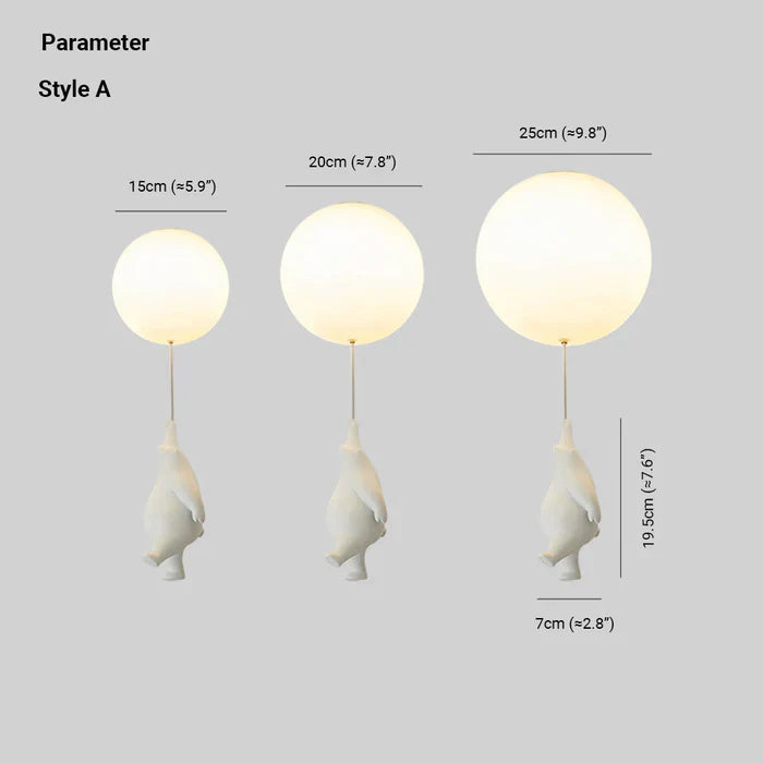 Ceiling Pendant Light Floating Bears Balloons Warm White LED