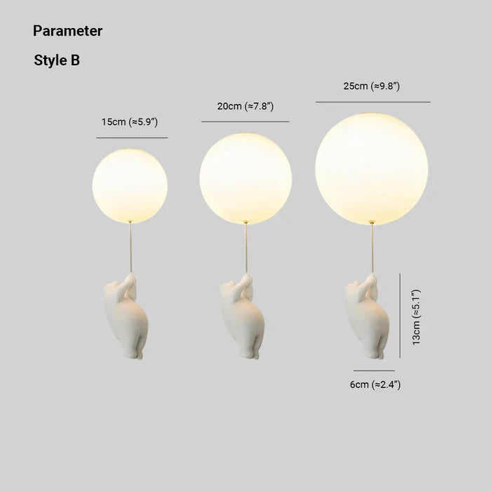 Ceiling Pendant Light Floating Bears Balloons Warm White LED