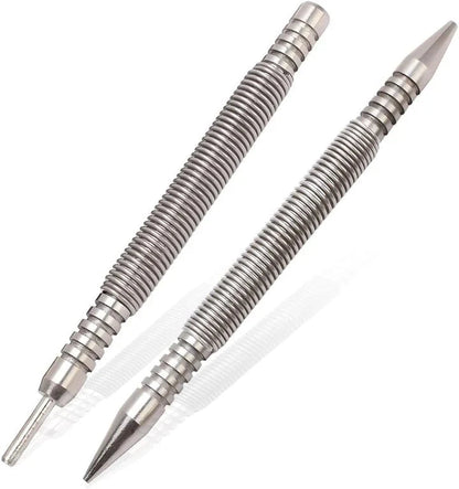 Center Punch Spring-Loaded Hardened 40Cr Steel Two Interchangeable Tips