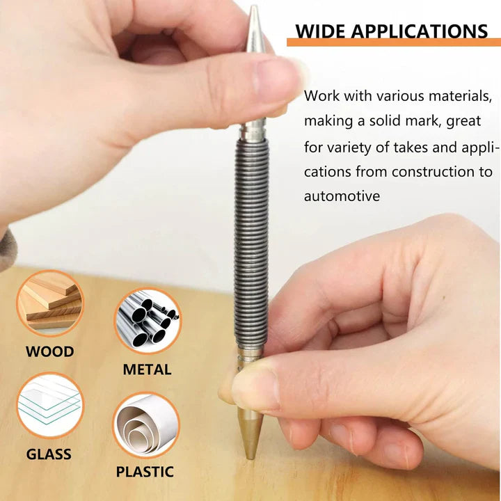 Center Punch Spring-Loaded Hardened 40Cr Steel Two Interchangeable Tips