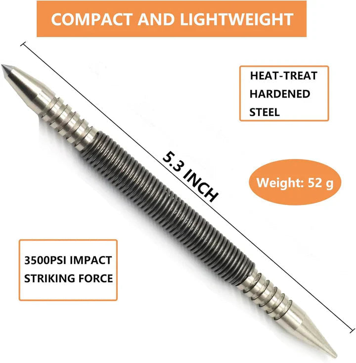 Center Punch Spring-Loaded Hardened 40Cr Steel Two Interchangeable Tips