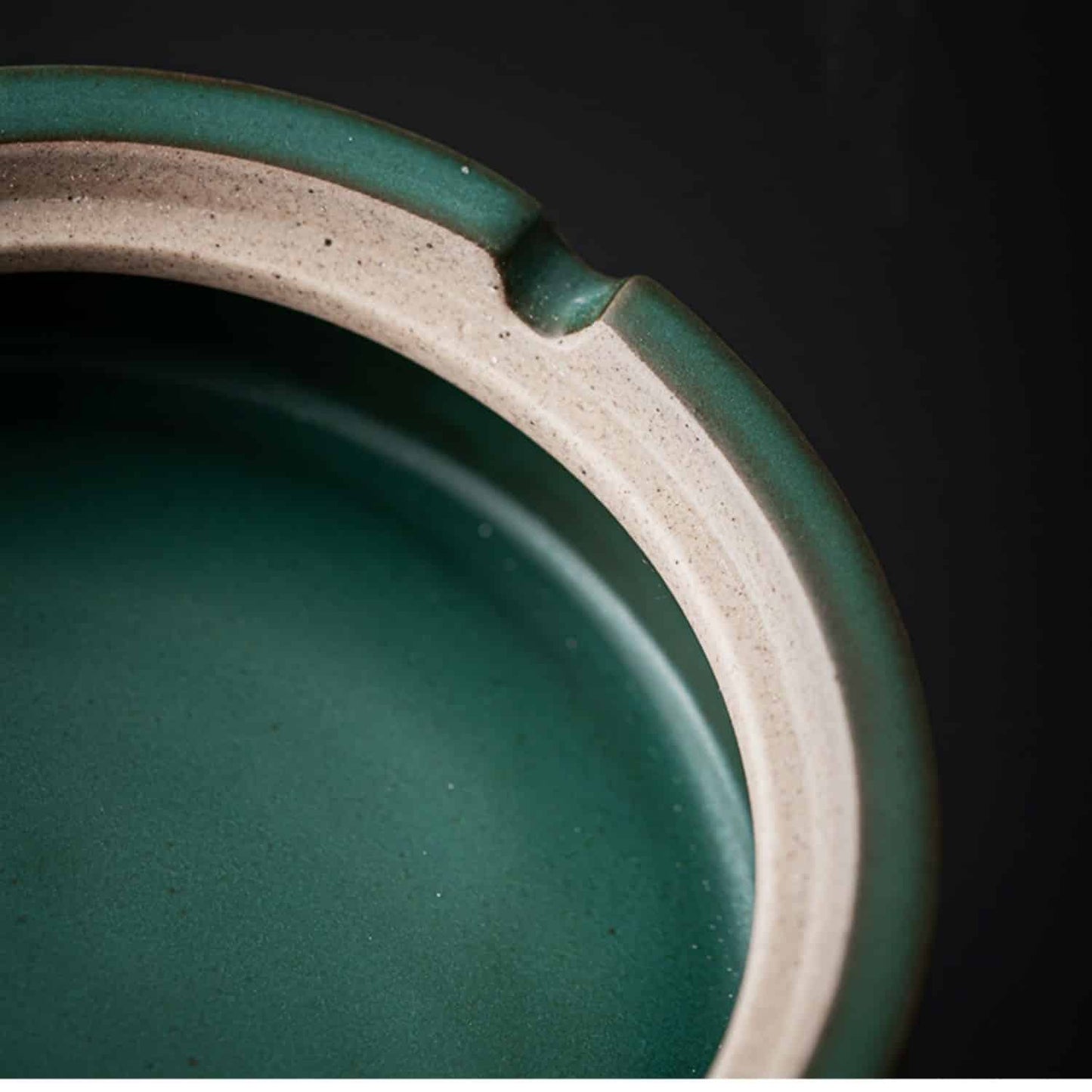 Ceramic Ashtray Handcrafted Glazed Wooden Lid