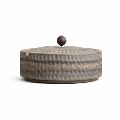 Ceramic Ashtray Handcrafted Glazed Wooden Lid