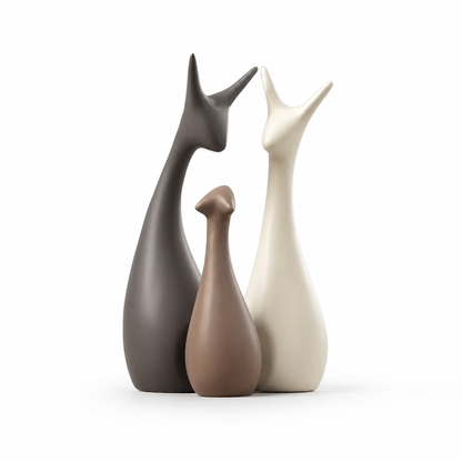 Ceramic Deer Figurine Set Handcrafted Minimalist Design