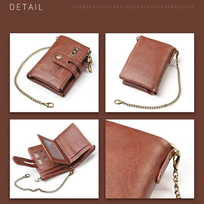 Chain Wallet Vintage PU Leather 13 Card Slots & Photo Window