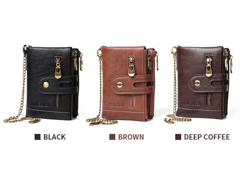 Chain Wallet Vintage PU Leather 13 Card Slots & Photo Window
