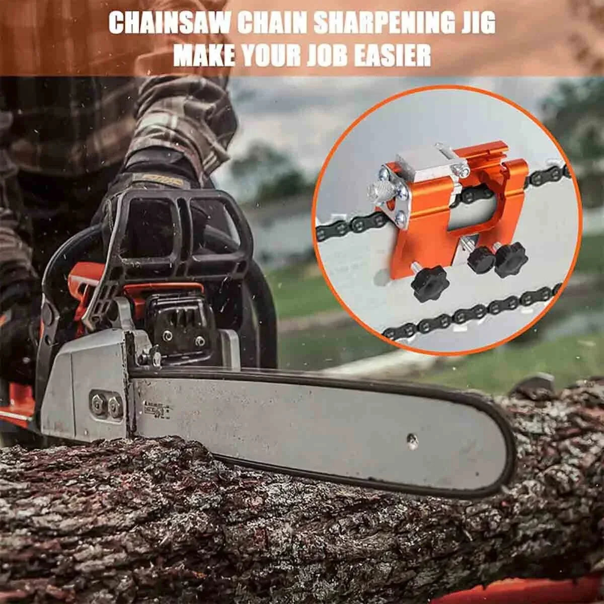 Chainsaw Sharpener Portable Hand-Crank 30-Degree Angle Guide