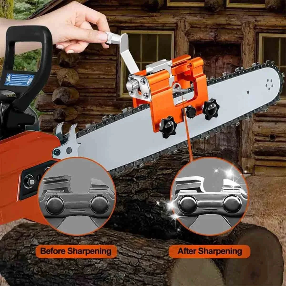 Chainsaw Sharpener Portable Hand-Crank 30-Degree Angle Guide