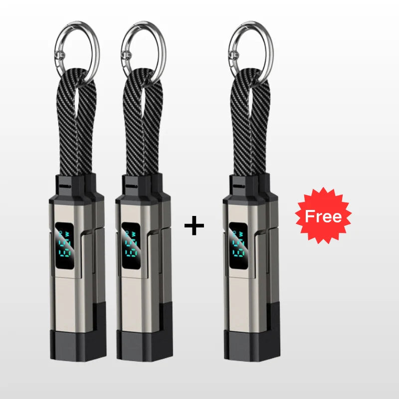 Charging Cable 4-In-1 Braided Nylon Digital Display