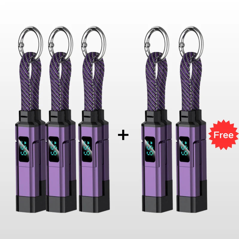 Charging Cable 4-In-1 Braided Nylon Digital Display