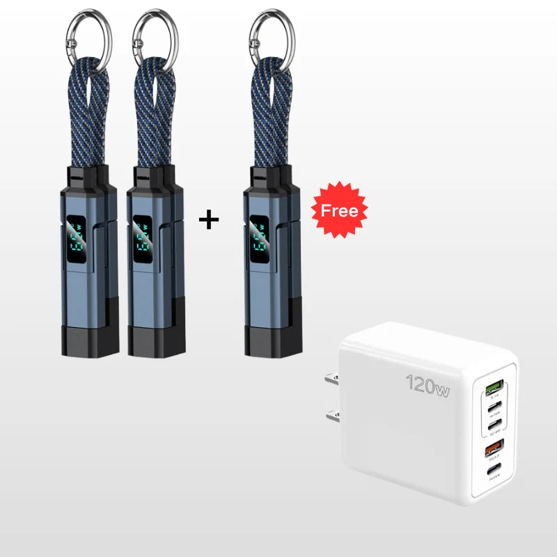 Charging Cable 4-In-1 Braided Nylon Digital Display