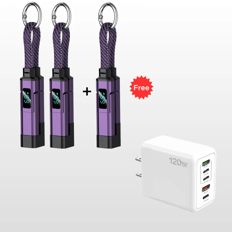 Charging Cable 4-In-1 Braided Nylon Digital Display