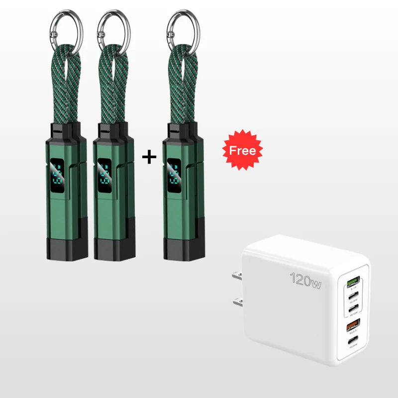 Charging Cable 4-In-1 Braided Nylon Digital Display