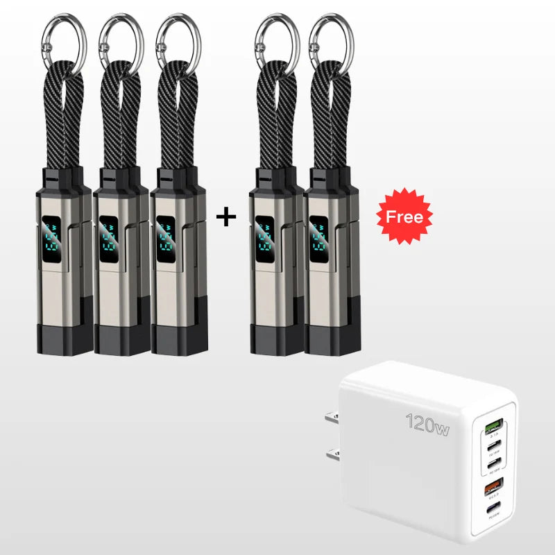Charging Cable 4-In-1 Braided Nylon Digital Display