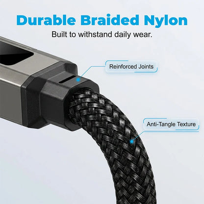 Charging Cable 4-In-1 Braided Nylon Digital Display