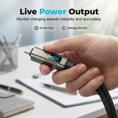 Charging Cable 4-In-1 Braided Nylon Digital Display