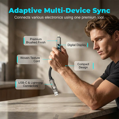 Charging Cable 4-In-1 Braided Nylon Digital Display