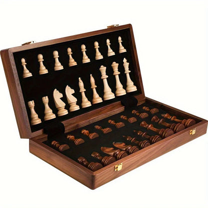 Chess Set Foldable Solid Wood Integrated Storage