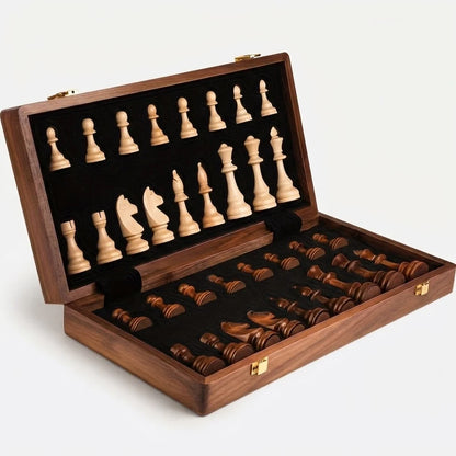 Chess Set Foldable Solid Wood Integrated Storage