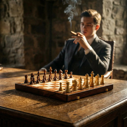 Chess Set Foldable Solid Wood Integrated Storage