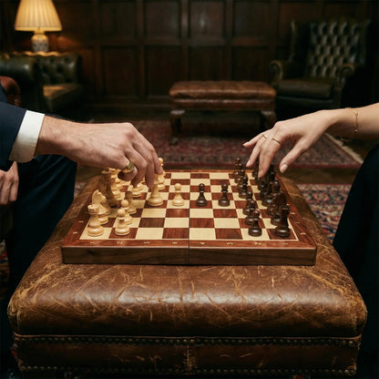 Chess Set Foldable Solid Wood Integrated Storage