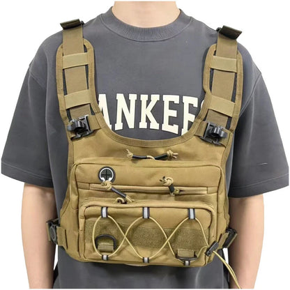 Chest Pouch Adjustable Vest Fit Water-Repellent Oxford Nylon
