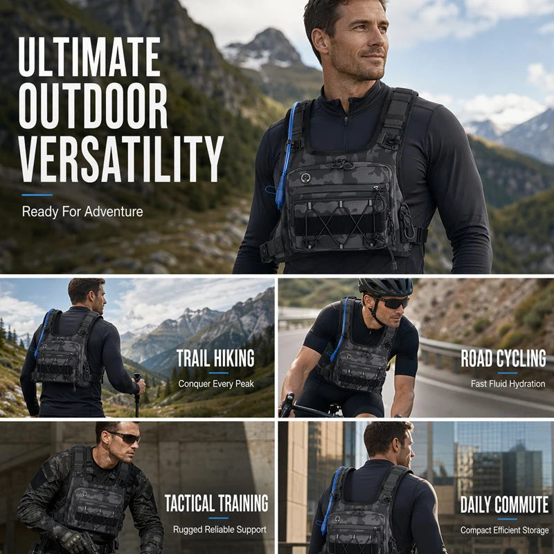 Chest Pouch Adjustable Vest Fit Water-Repellent Oxford Nylon