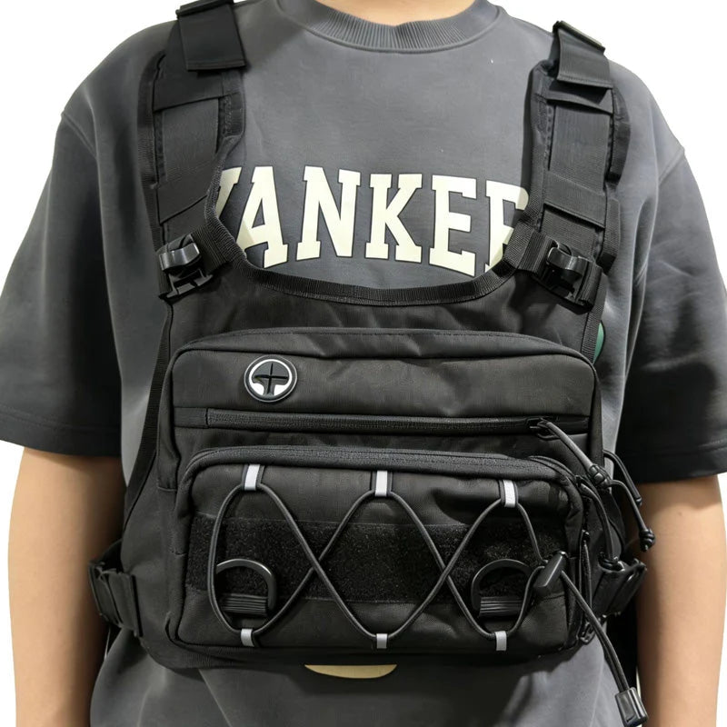 Chest Pouch Adjustable Vest Fit Water-Repellent Oxford Nylon