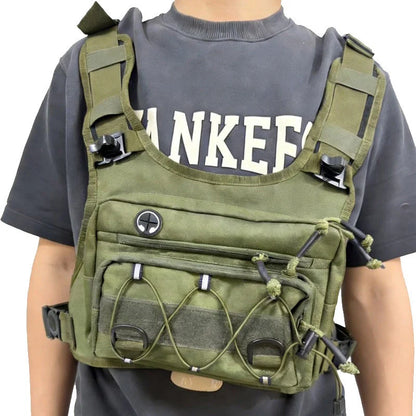 Chest Pouch Adjustable Vest Fit Water-Repellent Oxford Nylon