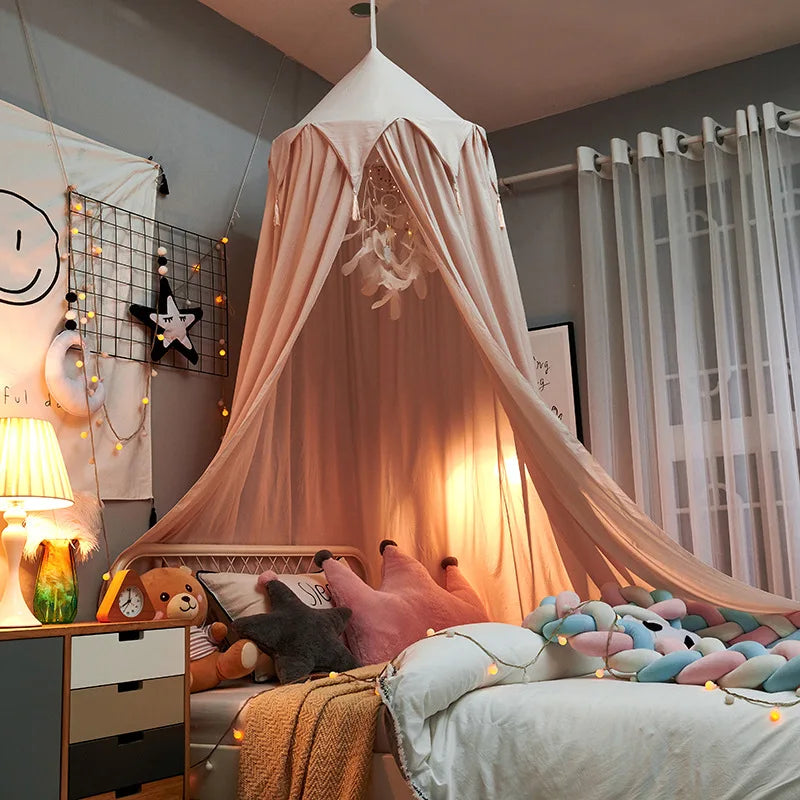 Children's Bed Canopy Hanging Dome Polyester-Cotton Mosquito Protection